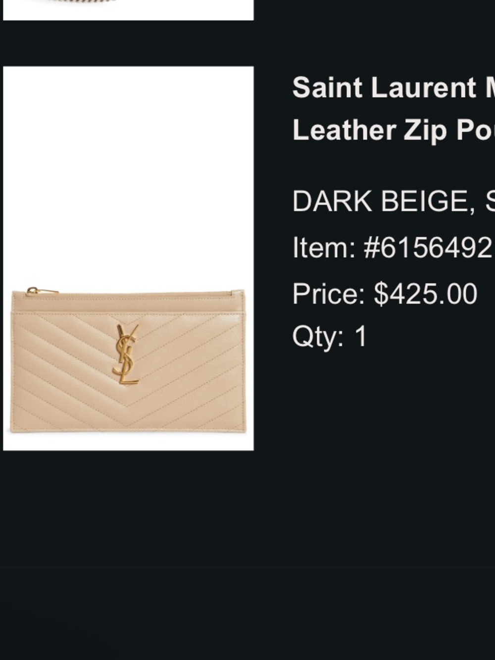 Saint Laurent Quilted Chain Wristlet in Beige with Gold Hardware - Picture 4 of 4